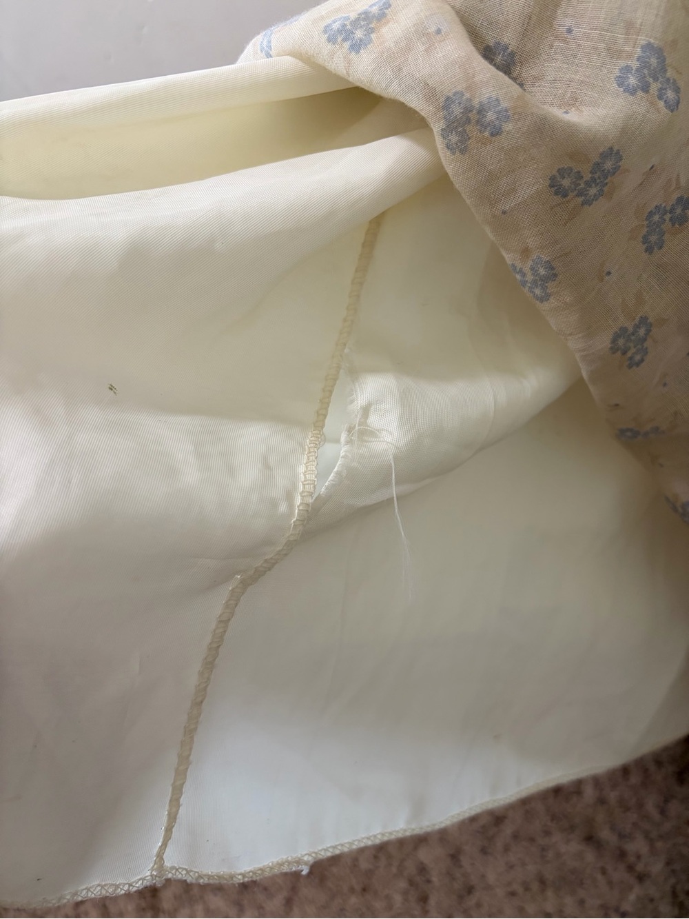 Gunne Sax Vintage Floral Tiered Maxi Sundress Lace Trim Boho Cream Beige Size 7 - Picture 9 of 14